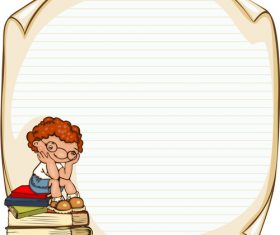 Cute children with paper school background vector 09