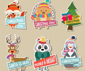 Cute christmas celebration sticker vector illustration 01