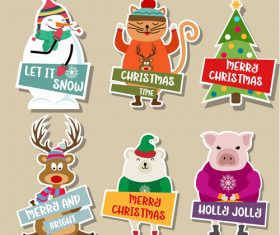 Cute christmas celebration sticker vector illustration 02