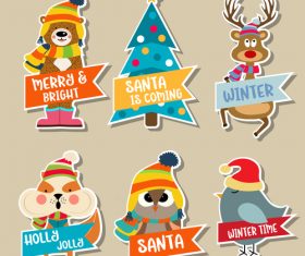 Cute christmas celebration sticker vector illustration 03