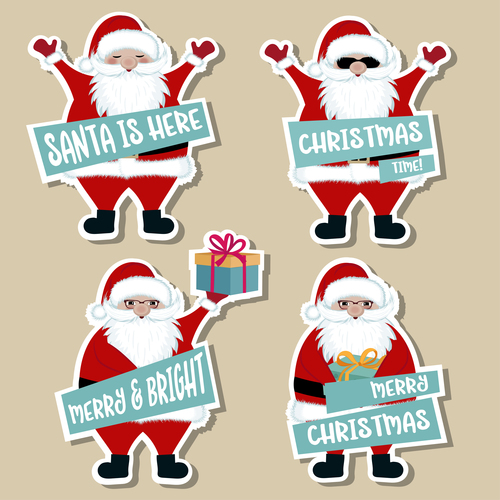 Cute christmas celebration sticker vector illustration 07 free download