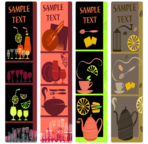 Cute coffee elements banner design vectors