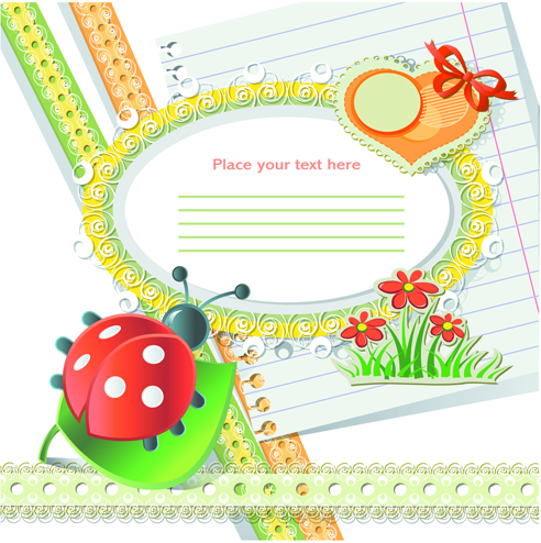 Cute lace Kids Card 2 vector