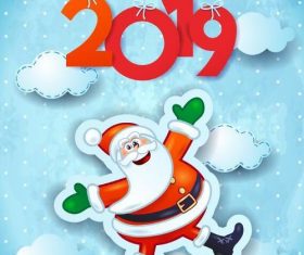 Cute santa with 2019 new year design vectors