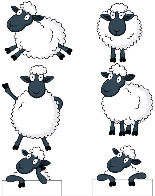 Cute sheeps shiny vector