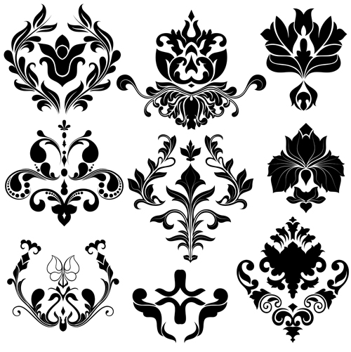 Damask Floral Elements vector design