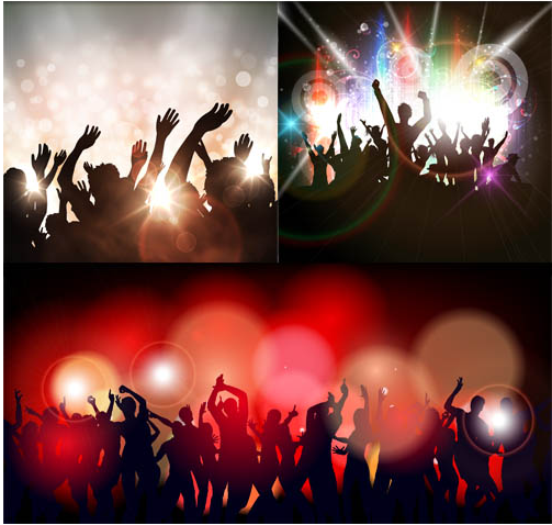 Dance Party Backgrounds 4 vectors