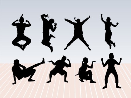 Dance Pose Silhouettes shiny vector