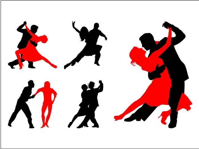 Dancing Couples Silhouettes Vector vector