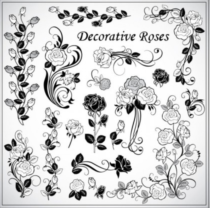Decorative rose pattern 02 vectors