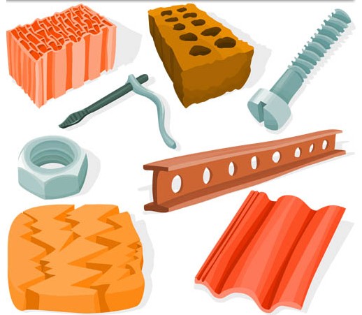 Different Building Materials vector graphics