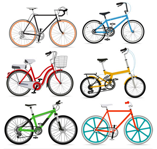 Different Color Bicycles vector set