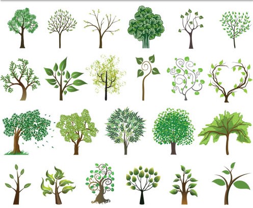 Different Colorful Trees Illustration vector