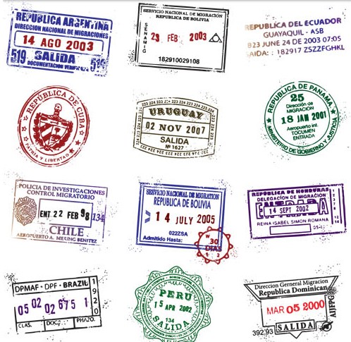 Different Country Stamps vector design