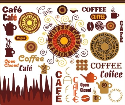 Different Design elements coffee set vector