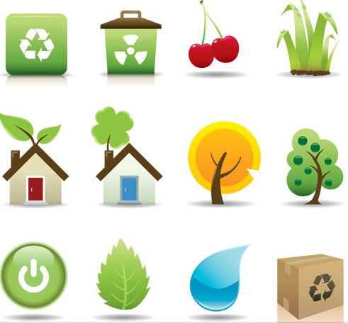 Different Eco Icons Vector vector