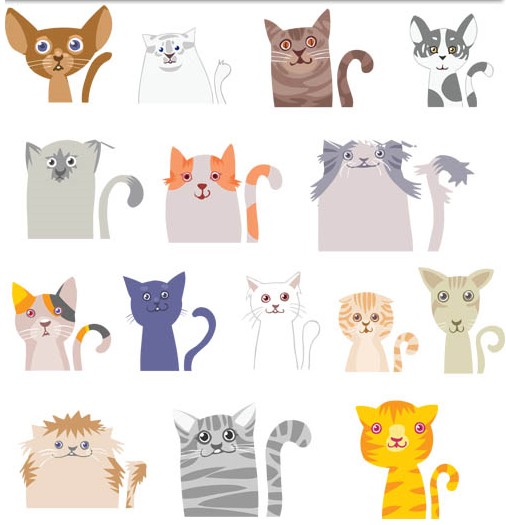 Different Funny Cats Vector
