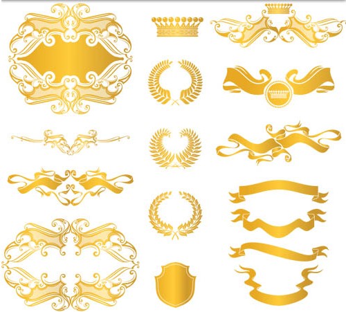 Different Gold Elements vector