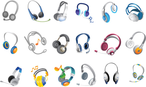 Different Headsets vectors graphic