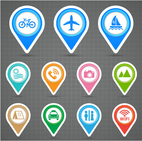 Different Maps Pointers 4 vectors graphic