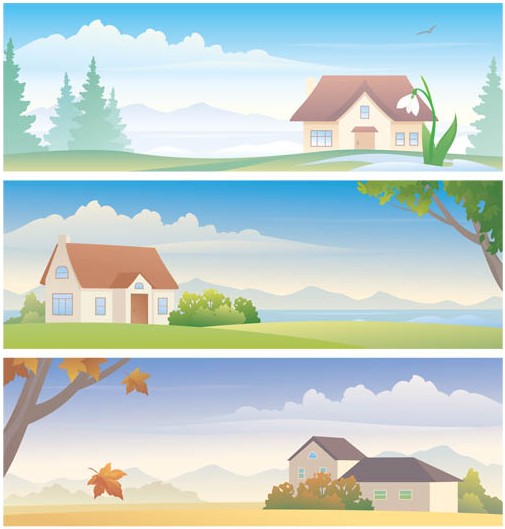 Different Season Banners vector