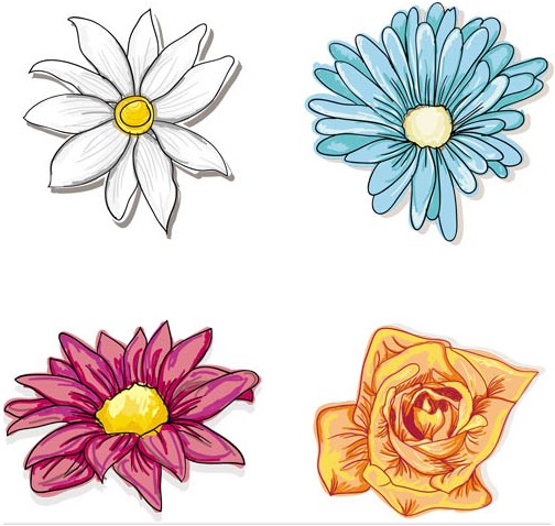 Different Shiny Flowers art vector
