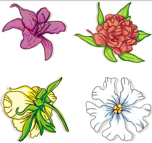 Different Shiny Flowers vector