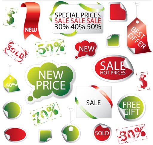 Different Shopping Stickers vector