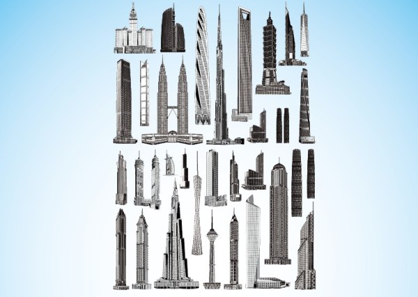 Different Skyscrapers design elements vector