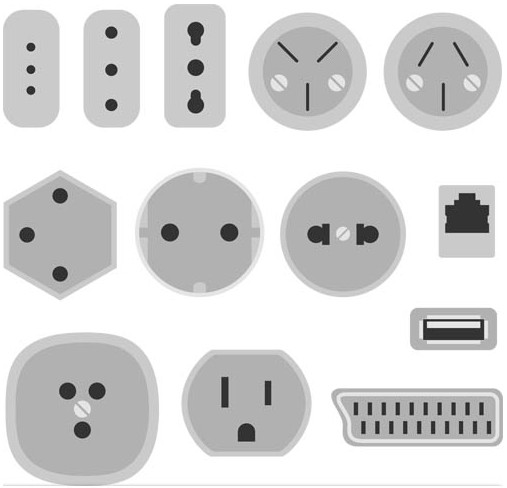 Different Sockets Symbols art vector set