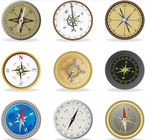 Different Style Compasses vector graphics