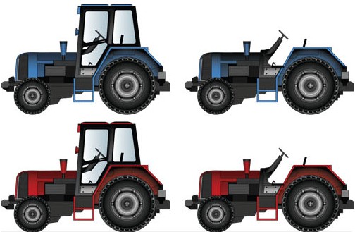 Different Tractors free vector