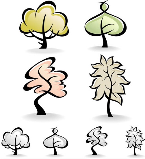 Different Tree Elements shiny vector