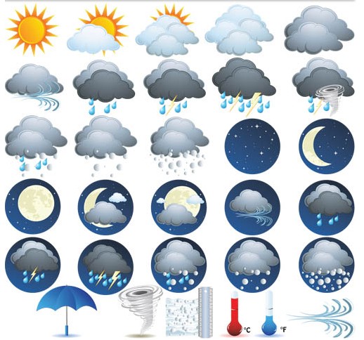 Different Weather Icons Vector shiny