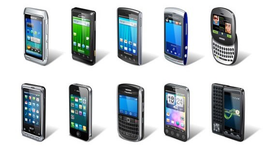 Different intelligent mobile phone design vector