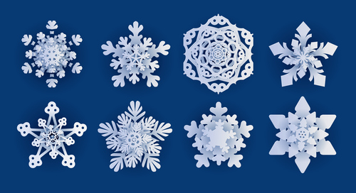 Different snowflakes set vector 01