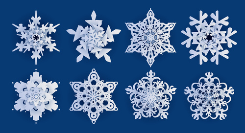 Different snowflakes set vector 02