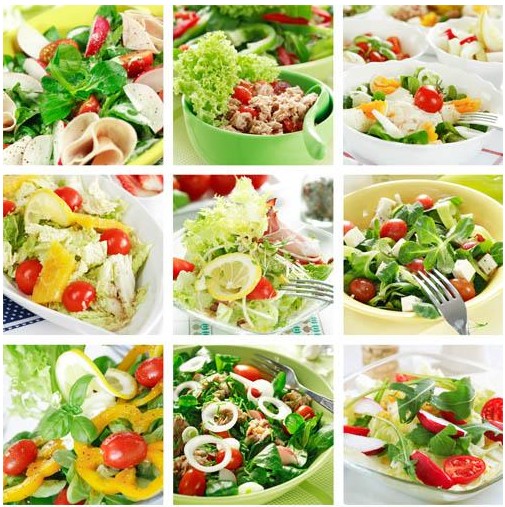 Different vegetables salads vector