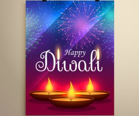 Diwali festvial flyer with brochure template vectors graphic 01