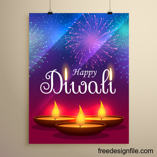 Diwali festvial flyer with brochure template vectors graphic 01