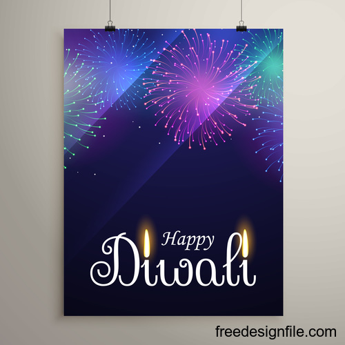 Diwali festvial flyer with brochure template vectors graphic 02