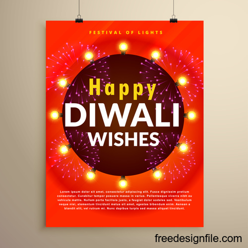 Diwali festvial flyer with brochure template vectors graphic 03