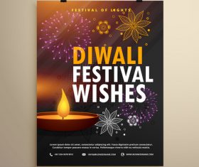 Diwali festvial flyer with brochure template vectors graphic 04