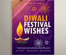 Diwali festvial flyer with brochure template vectors graphic 05