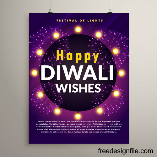 Diwali festvial flyer with brochure template vectors graphic 06