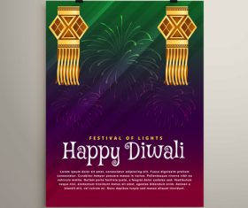 Diwali festvial flyer with brochure template vectors graphic 07