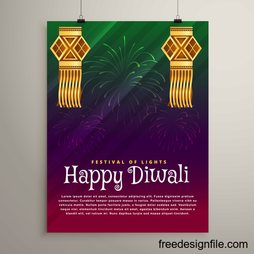 Diwali festvial flyer with brochure template vectors graphic 07