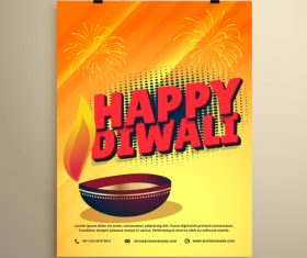 Diwali festvial flyer with brochure template vectors graphic 08