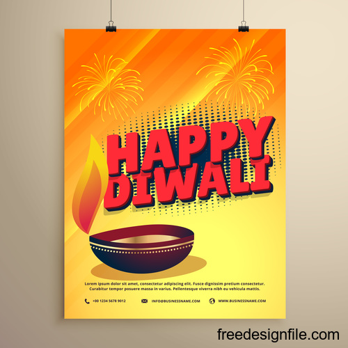 Diwali festvial flyer with brochure template vectors graphic 08