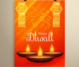 Diwali festvial flyer with brochure template vectors graphic 09